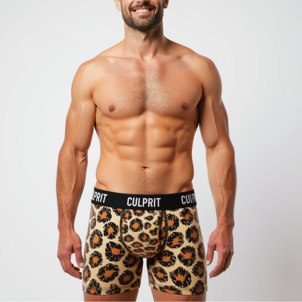 Leopard Lips 💋 Boxer Briefs w/ fly - Culprit Underwear - Boxer Briefs w/Fly - BB - LEO - S