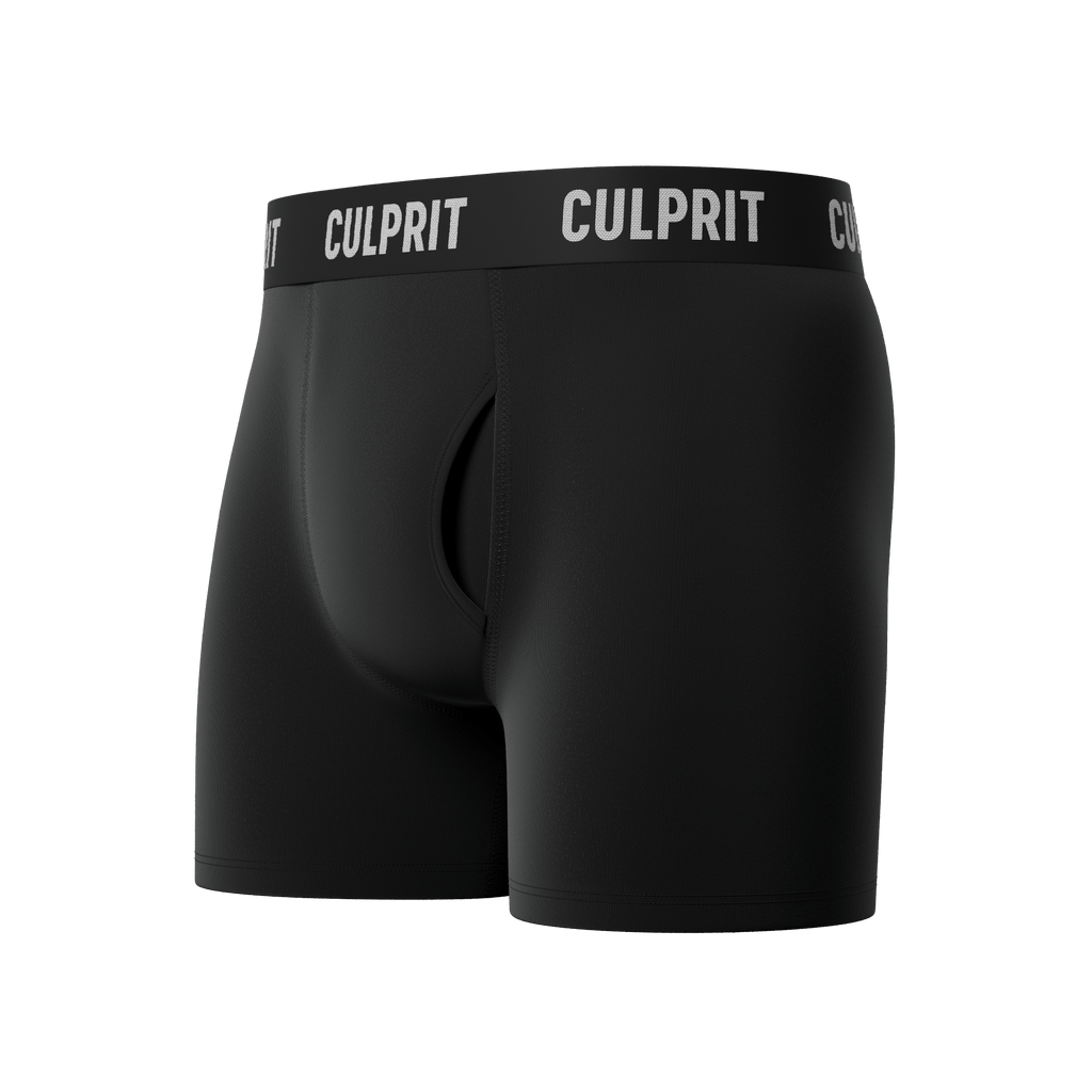Stealth Black Boxer Briefs 3 - Pack 🥷 - Culprit Underwear - Boxer Briefs w/Fly - 3PK - BB - BLK - S