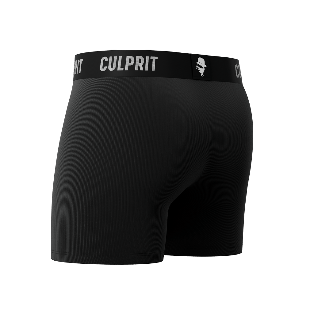 Stealth Black Ribbed - Culprit Underwear - Boxer Briefs w/Fly - BB2 - SBR - S