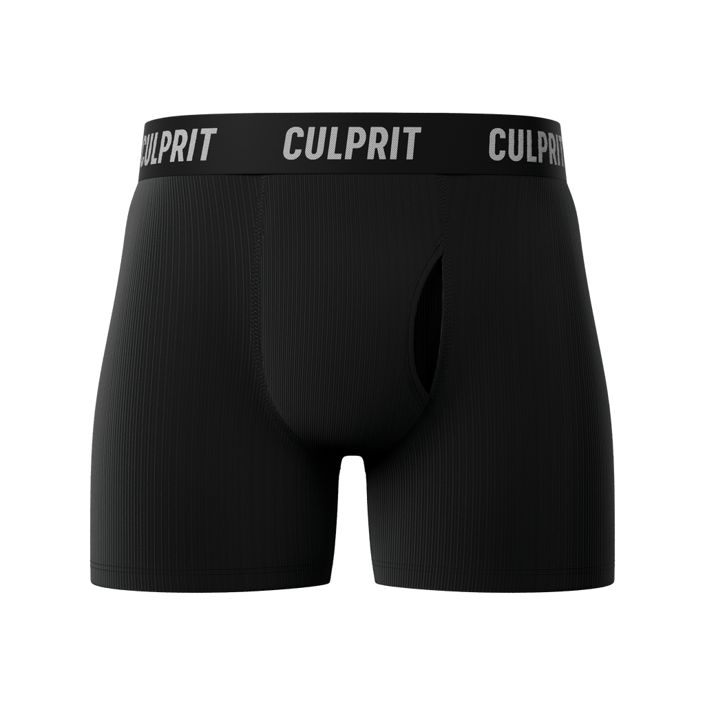 Stealth Black Ribbed - Culprit Underwear - Boxer Briefs w/Fly - BB2 - SBR - S