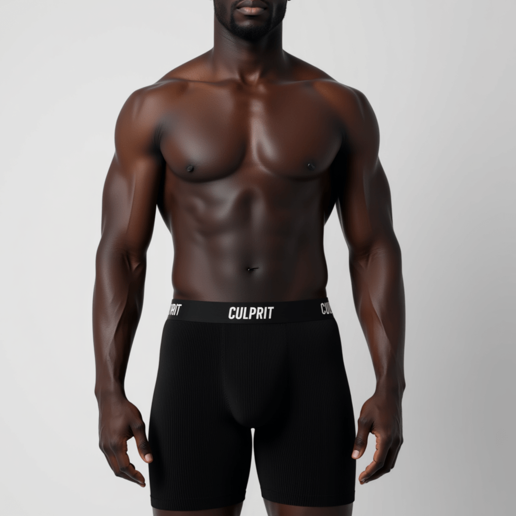 Stealth Black Ribbed - Culprit Underwear - Boxer Briefs w/Fly - BB2 - SBR - S