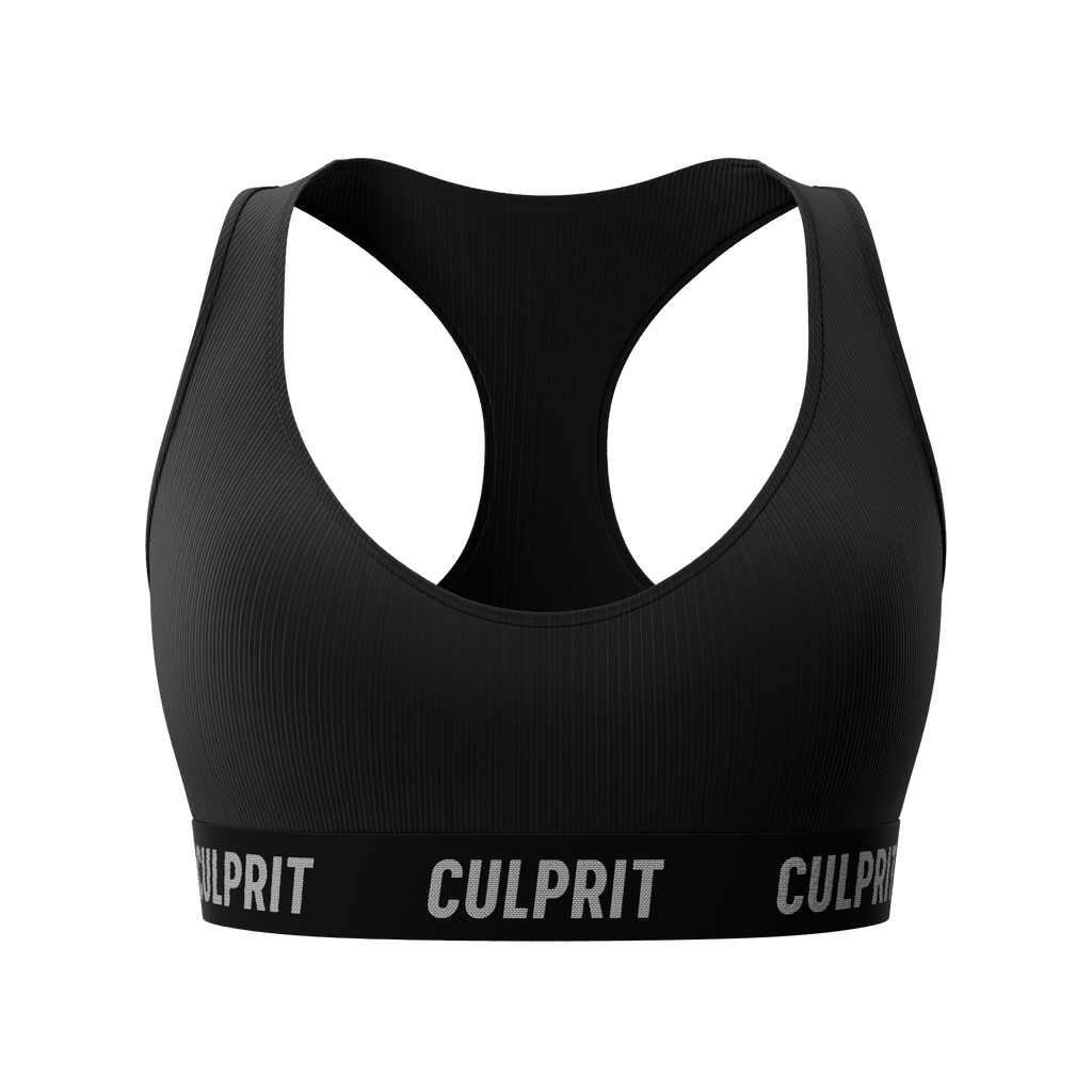 Stealth Black Ribbed 🥷 ComfyBra - Culprit Underwear - ComfyBra™ - BRA2 - SBR - XS