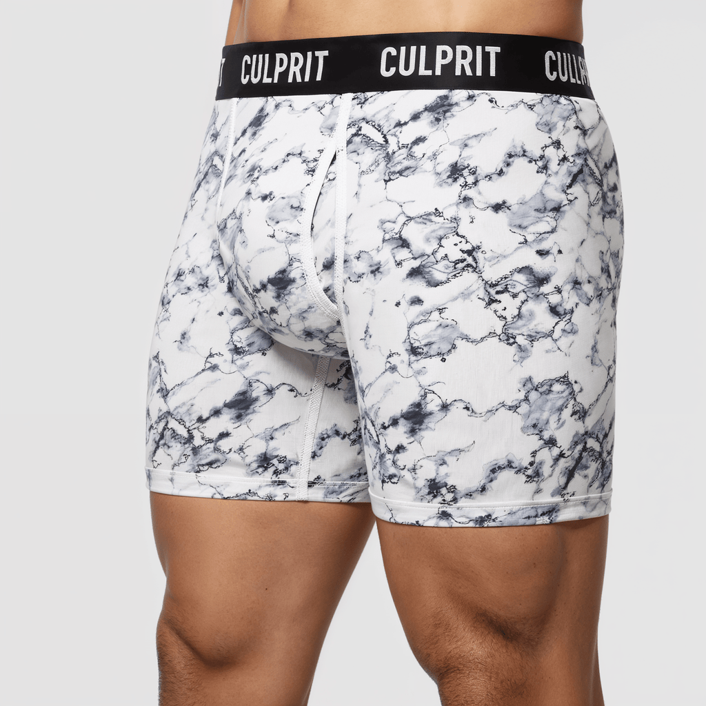 White Marble - Culprit Underwear LLC - Boxer Briefs w/Fly - BB - WMRBL - S