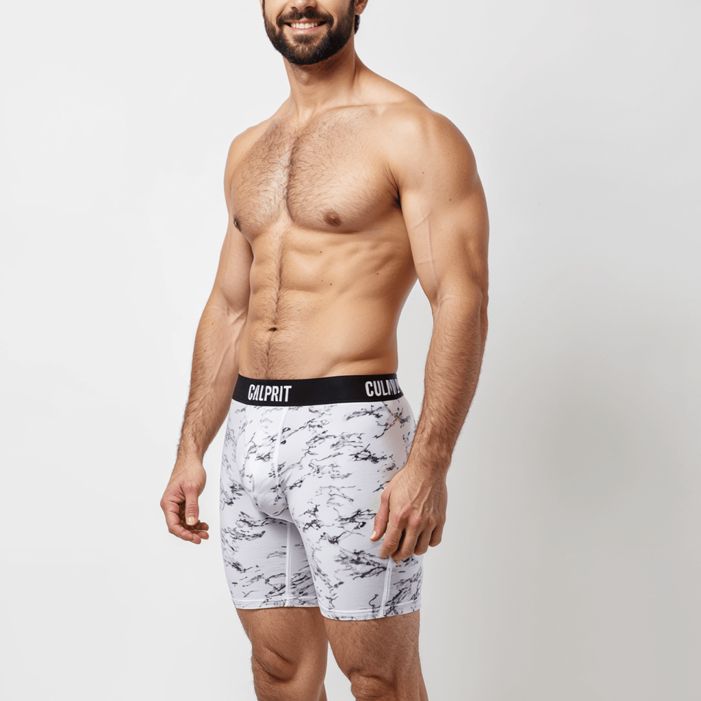 White Marble - Culprit Underwear LLC - Boxer Briefs w/Fly - BB - WMRBL - S